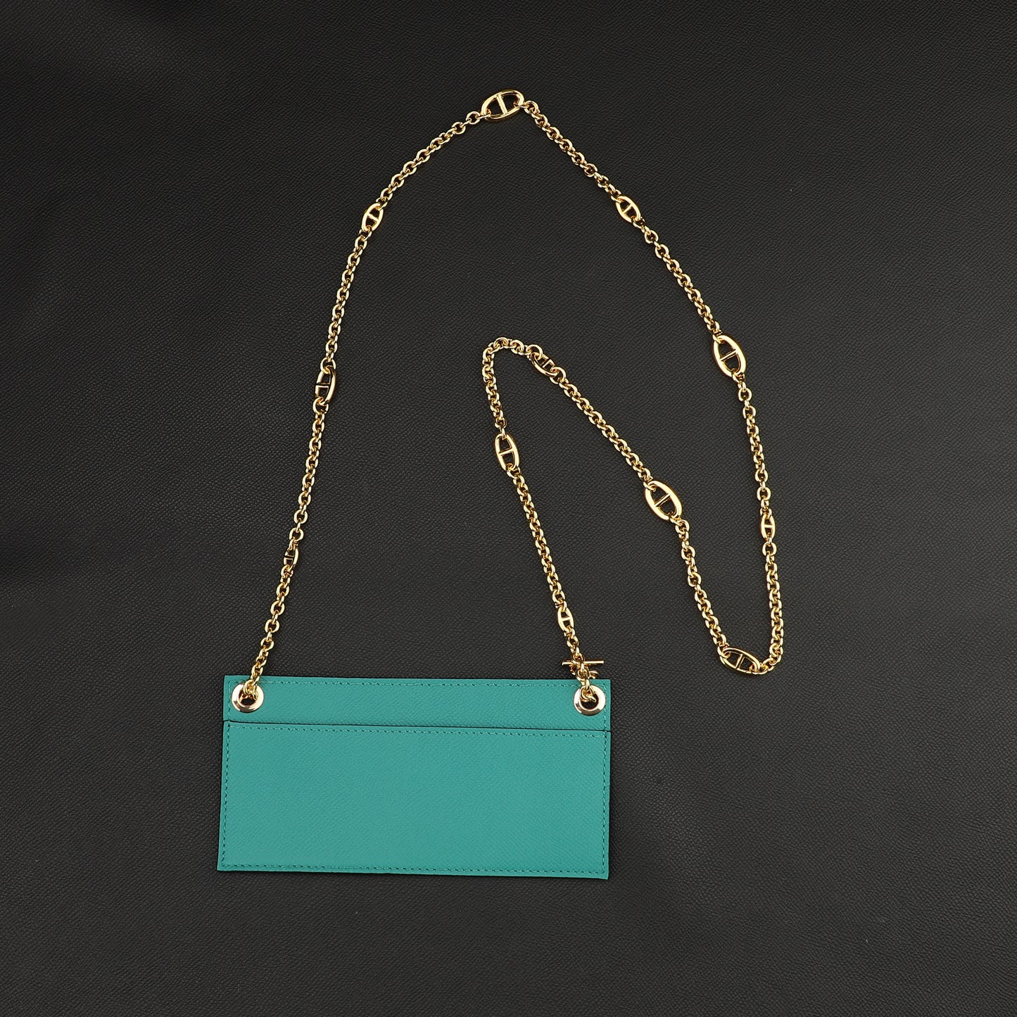 Chain wallet strap with leather insert for Kelly Long wallet and constance long wallet,Chain crossbody strap for constance wallet