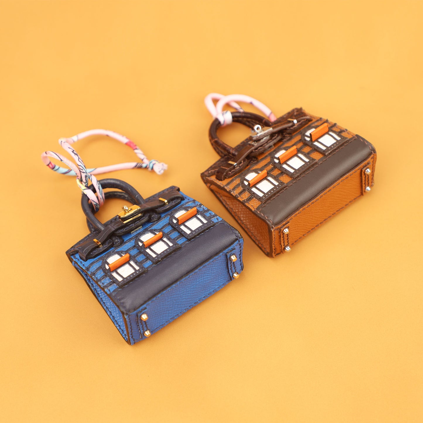 Mini Birkin bag Charm, Crocodile Pattern Christmas Edition, Creative Little House, Earphone Case, Car Keychain, Genuine Leather Pendant Ornament.