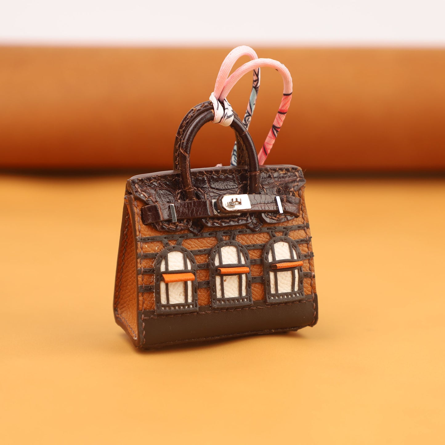 Mini Birkin bag Charm, Crocodile Pattern Christmas Edition, Creative Little House, Earphone Case, Car Keychain, Genuine Leather Pendant Ornament.