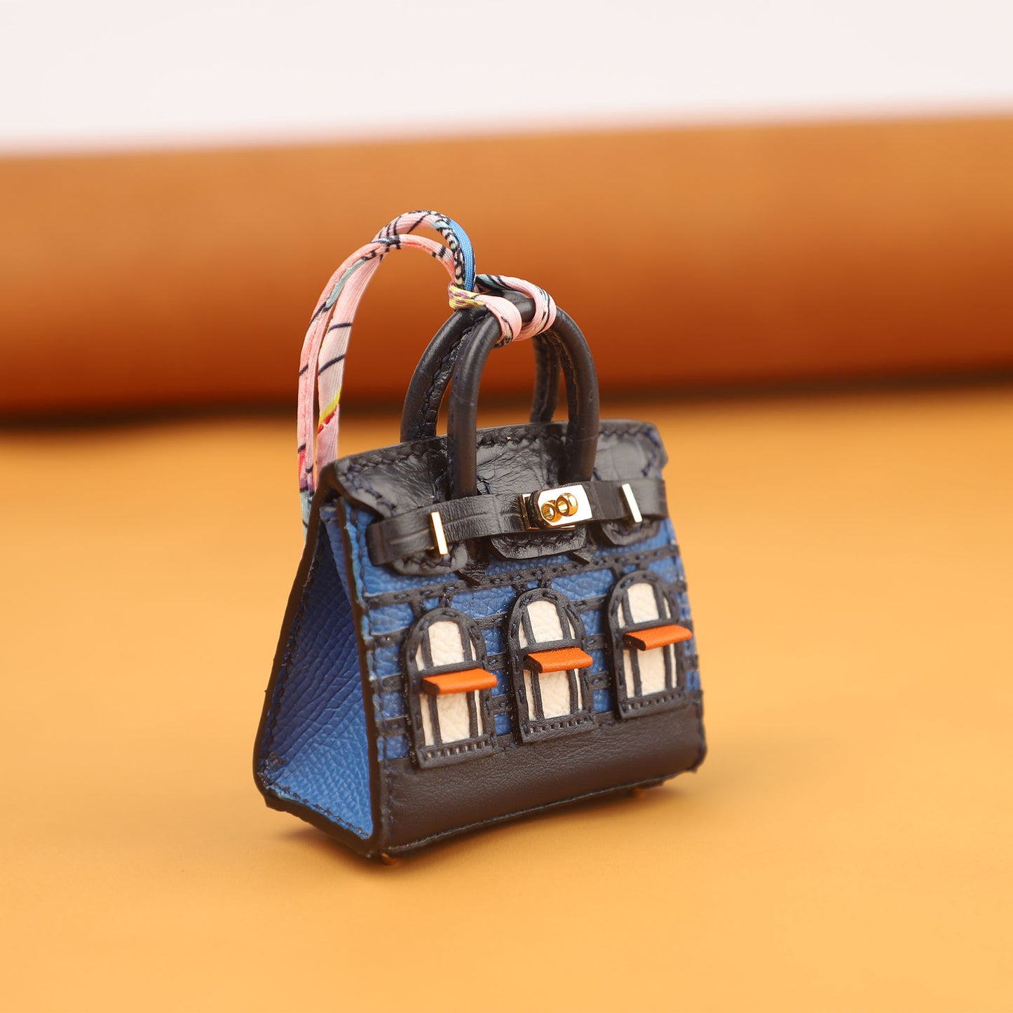 Mini Birkin bag Charm, Crocodile Pattern Christmas Edition, Creative Little House, Earphone Case, Car Keychain, Genuine Leather Pendant Ornament.