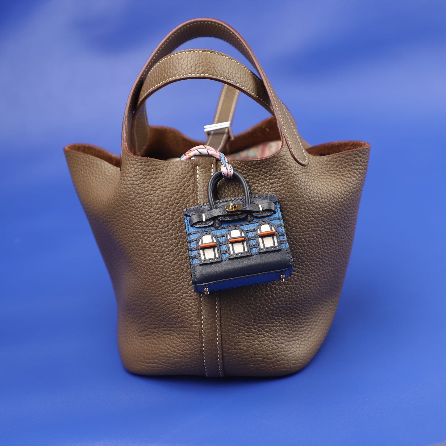 Mini Birkin bag Charm, Crocodile Pattern Christmas Edition, Creative Little House, Earphone Case, Car Keychain, Genuine Leather Pendant Ornament.