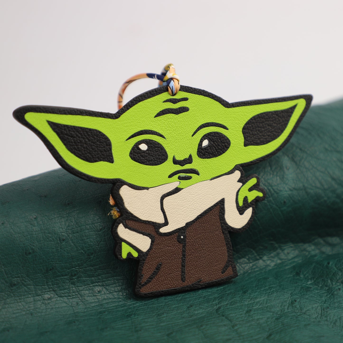 New Alien Bag Charm, Green Leather Pendant, Star Wars Baby Yoda Cute Leather Gift