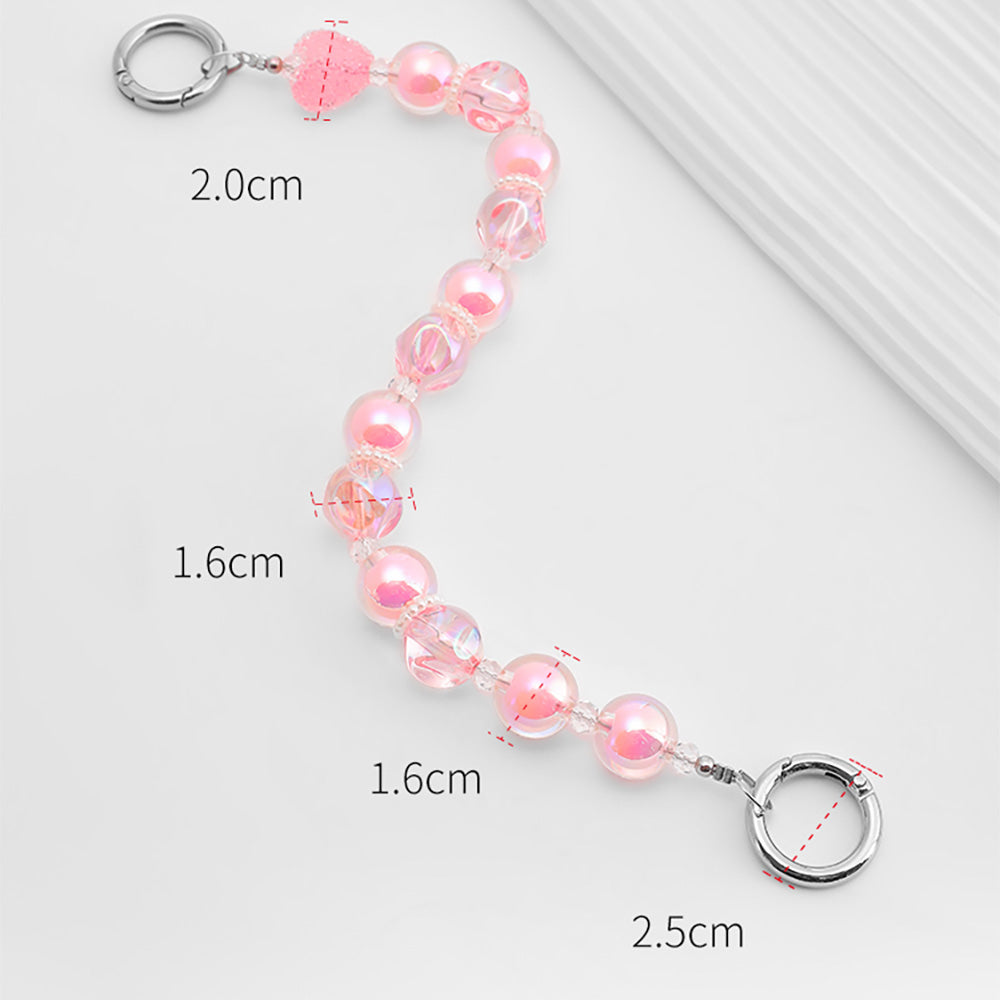 Handcrafted Pink Leather Chain Strap & 33cm Heart Candy Bead Decoration Chain - 1.6cm Beads, DIY Small Bucket Bag Transformation Kit