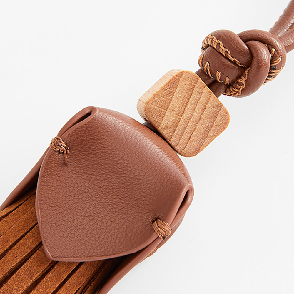 Handcrafted Genuine Leather Tassel Keychain - 20.5cm Long, High-Quality Cowhide, Premium Leather Bag Charm