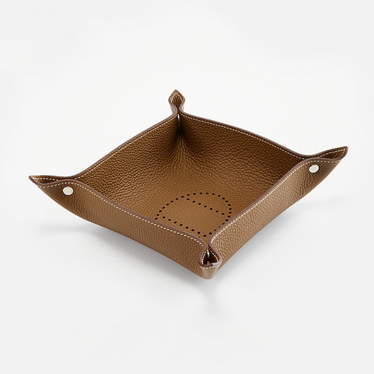 Handcrafted Genuine Leather Jewelry Tray – Premium Cowhide Storage Tray for Desk, Entryway, and Accessories