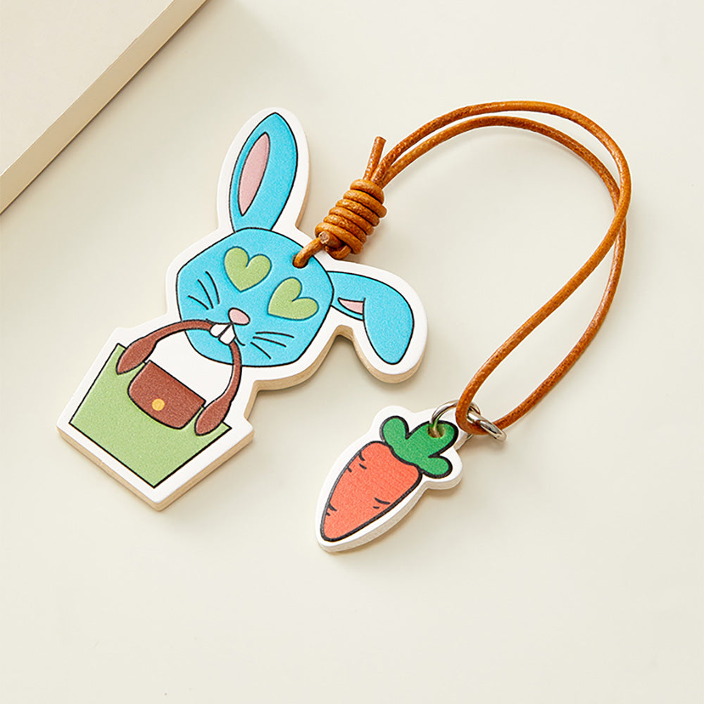 Handmade Leather Rabbit Carrot Keychain | Unique Home Decor, Perfect Gift for Rabbit Lovers