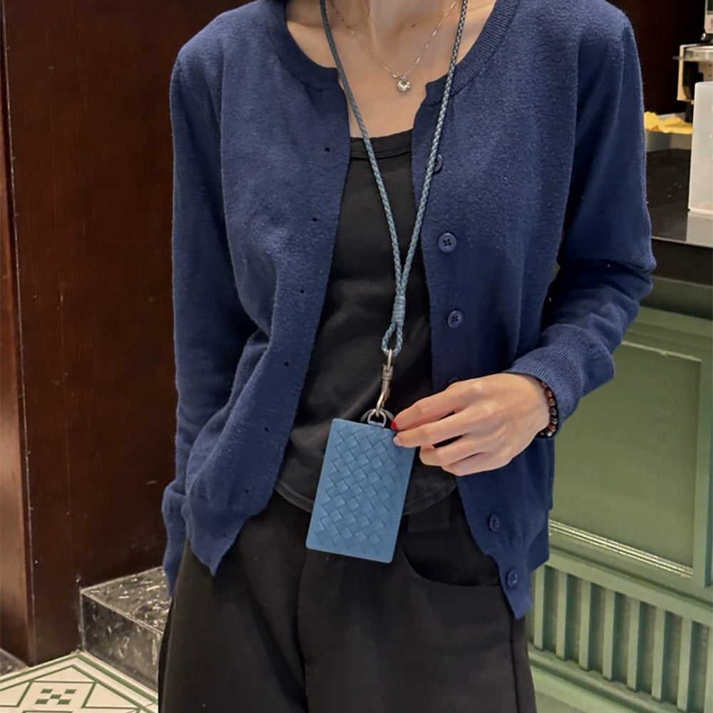 Handcrafted Genuine Leather ID Card Holder – Premium Neck Strap Badge Holder, Employee Badge & Access Card Protector