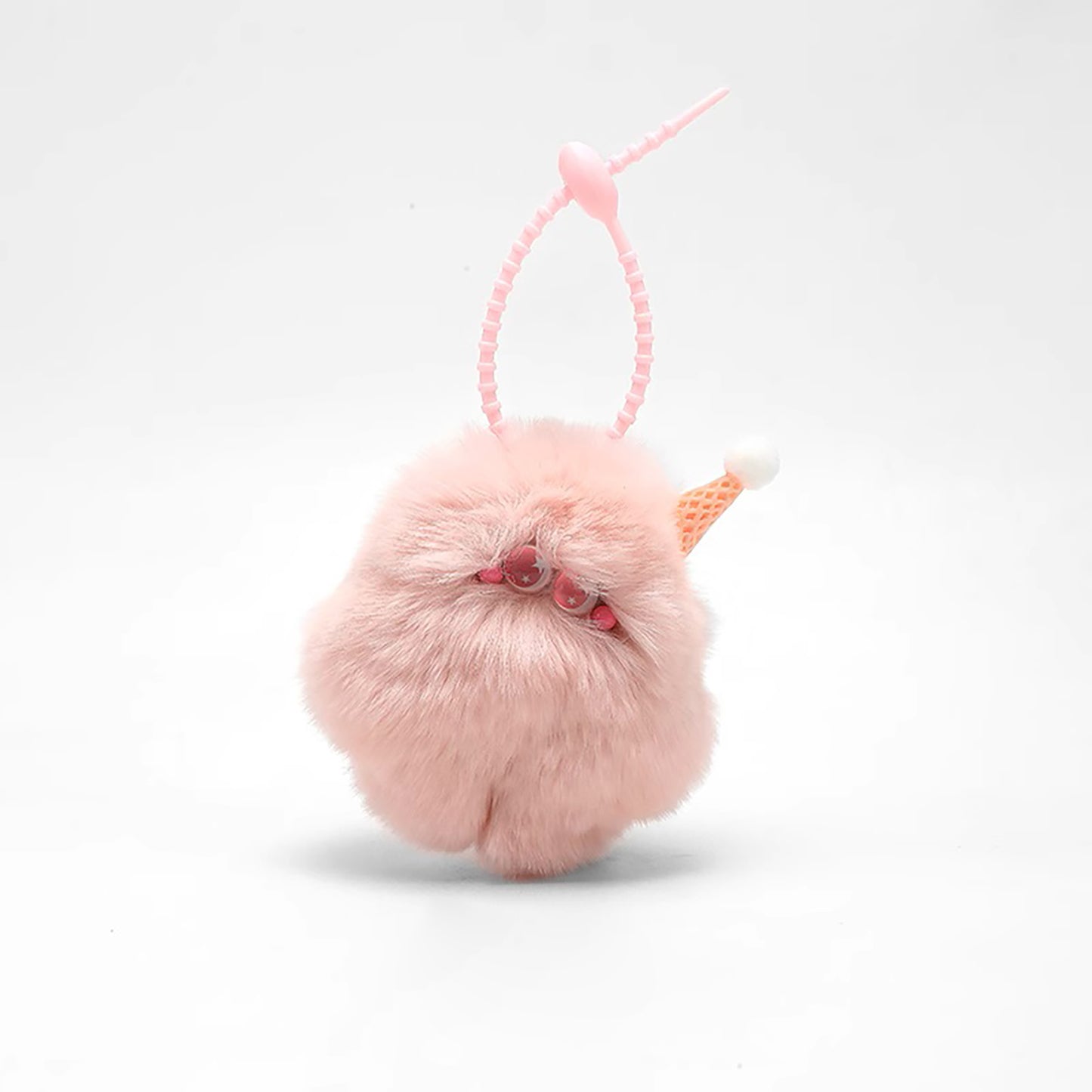 Cute ice cream bag charm, pink plush doll pendant, mink fur keychain