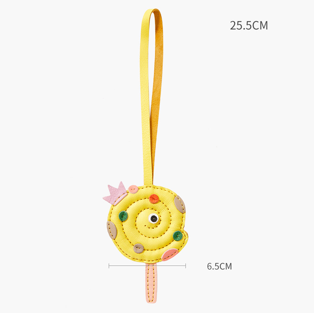 Handmade Lollipop Leather Keychain Charm - Creative Fun Leather Pendant for Handbags & Backpacks