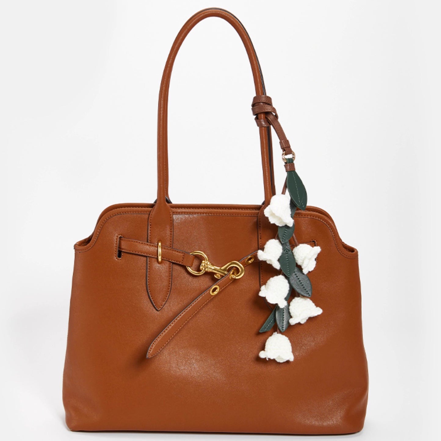 Luxury Lily of the Valley Flower Keychain – Handcrafted Wool Knitted Flower Pendant for Designer Bags & Accessories