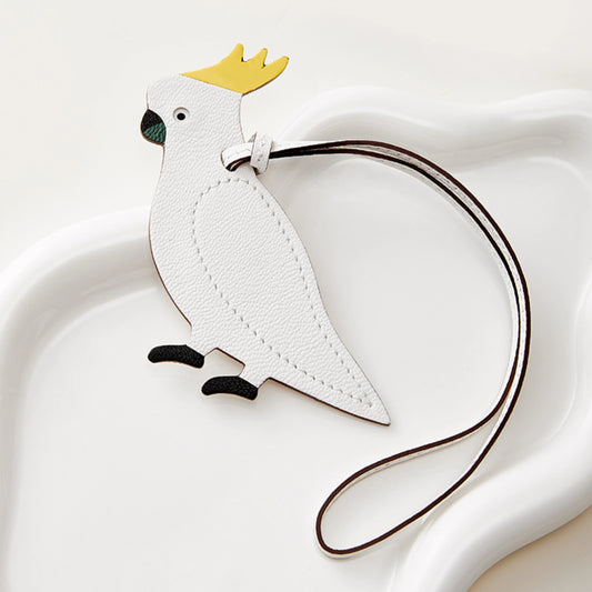 Sun Conure Parrot Leather Keychain Pendant – Luxury Handcrafted Bird Doll Bag Accessory