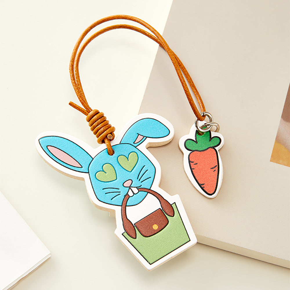 Handmade Leather Rabbit Carrot Keychain | Unique Home Decor, Perfect Gift for Rabbit Lovers