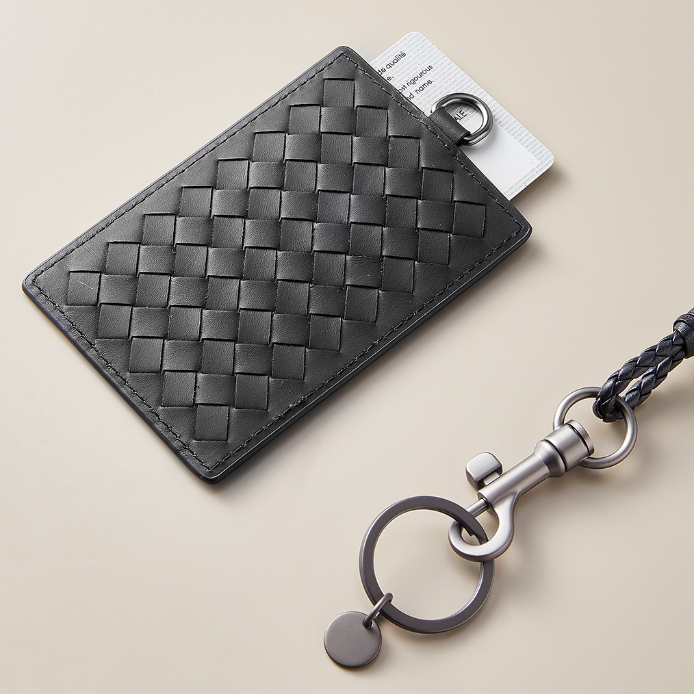Handcrafted Genuine Leather ID Card Holder – Premium Neck Strap Badge Holder, Employee Badge & Access Card Protector