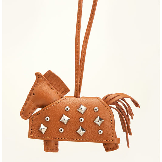 Leather Rodeo Pegase PM charm - Punk Warrior Horse Charm, Genuine Leather Horse Decor for Outerwear
