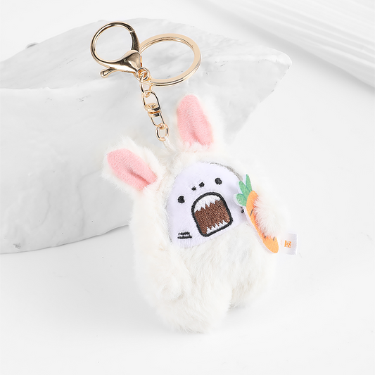 Irritable Shark Rabbit Keychain Plush Toy Bag Charm Small Doll Car Keychain