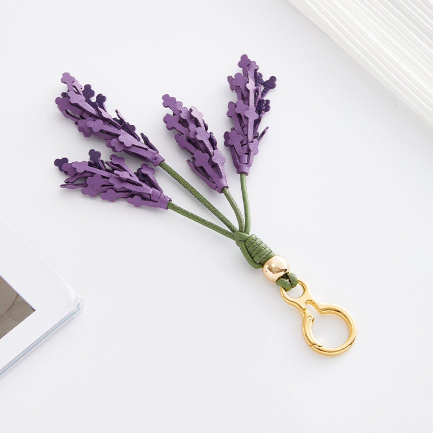 Premium Lavender Leather Keychain Charm for Luxury Handbags, Backpacks & Accessories - Elegant Leather Pendant Decoration