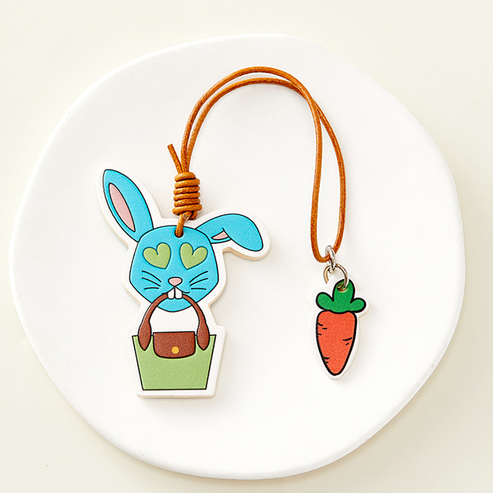 Handmade Leather Rabbit Carrot Keychain | Unique Home Decor, Perfect Gift for Rabbit Lovers