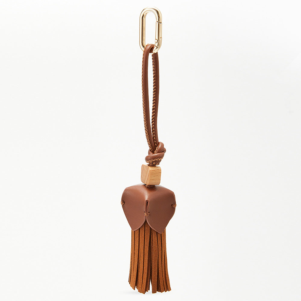 Handcrafted Genuine Leather Tassel Keychain - 20.5cm Long, High-Quality Cowhide, Premium Leather Bag Charm