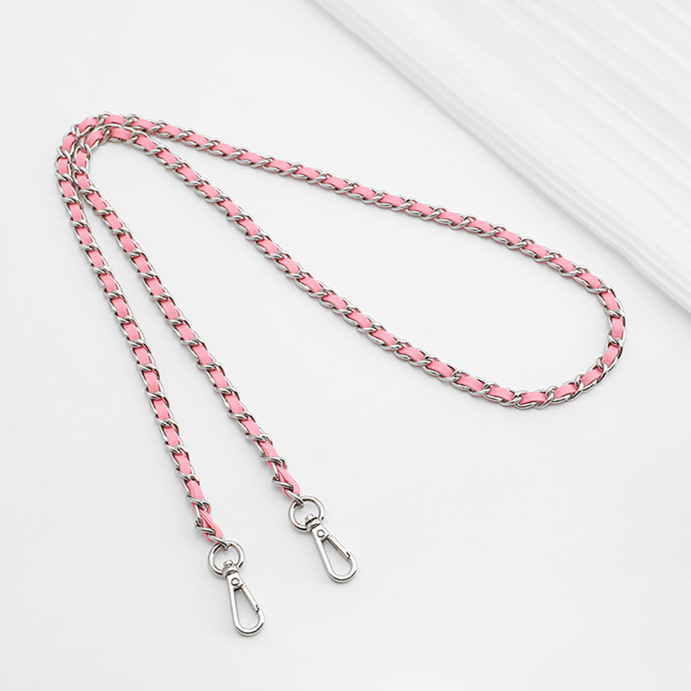 Handcrafted Pink Leather Chain Strap & 33cm Heart Candy Bead Decoration Chain - 1.6cm Beads, DIY Small Bucket Bag Transformation Kit