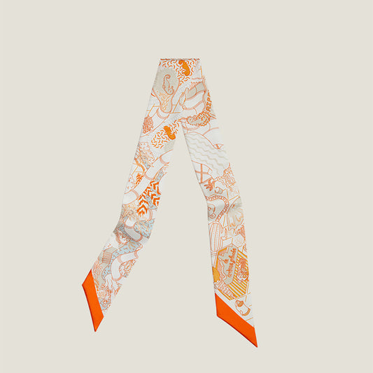 Silk Scarf Handle Tie & Hairband – Handcrafted Mulberry Silk Rectangle Scarf for Bags, Hair, and Accessories