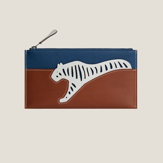 Handmade Leather Animal Series Long Zipper Wallet – Multicolor, Lightweight, Luxury Patchwork Design, Coin Purse