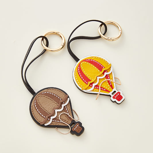 Handcrafted Vintage Leather Hot Air Balloon Pendant – Unique & Creative Luxury Bag Charm, Retro Leather Decoration