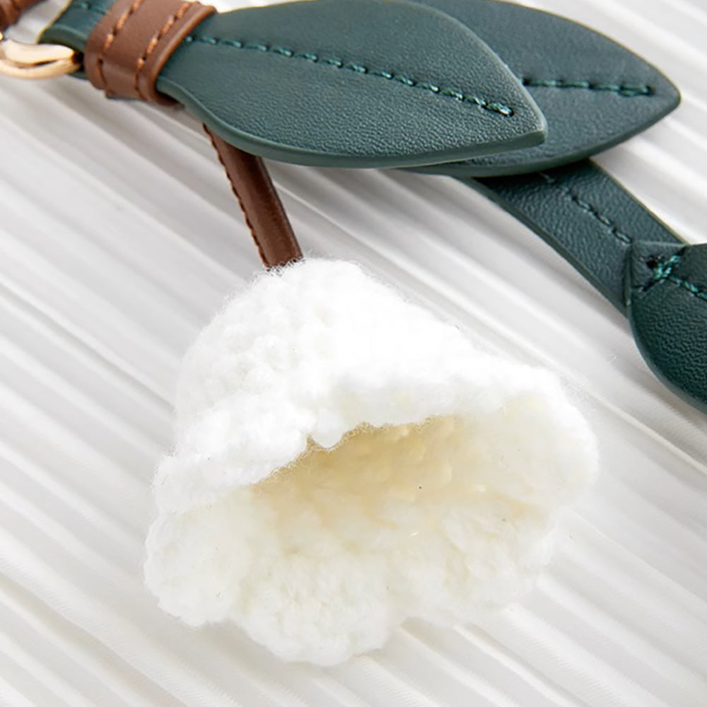 Luxury Lily of the Valley Flower Keychain – Handcrafted Wool Knitted Flower Pendant for Designer Bags & Accessories