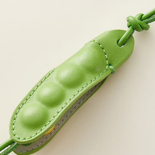 Handmade Leather Green Pea Keychain | Cute & Fresh Home Decor, Unique Gift for Nature Lovers