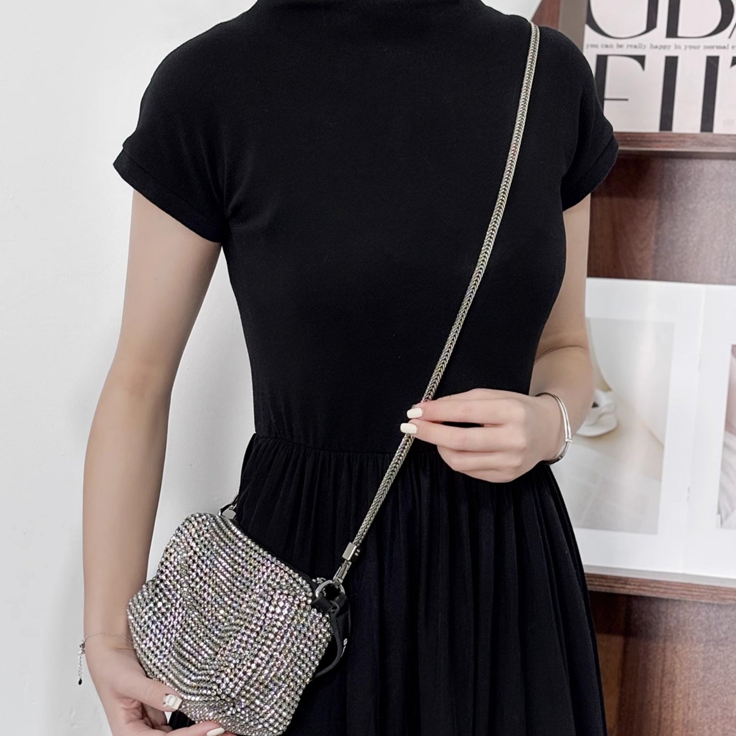 Luxury Alloy Snake Chain Strap for Rhinestone Bag - High-End Crossbody & Shoulder Chain Accessory