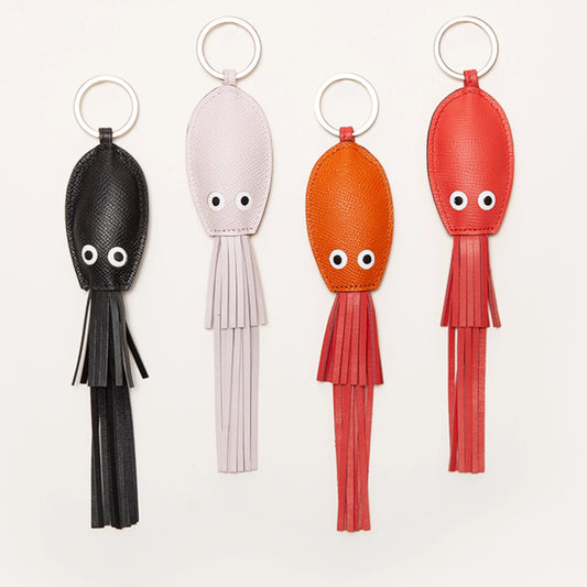 Leather Squid Keychain Pendant – Poulpe key ring – Bag Charm;Poulpe Key Holder for Designer Bags
