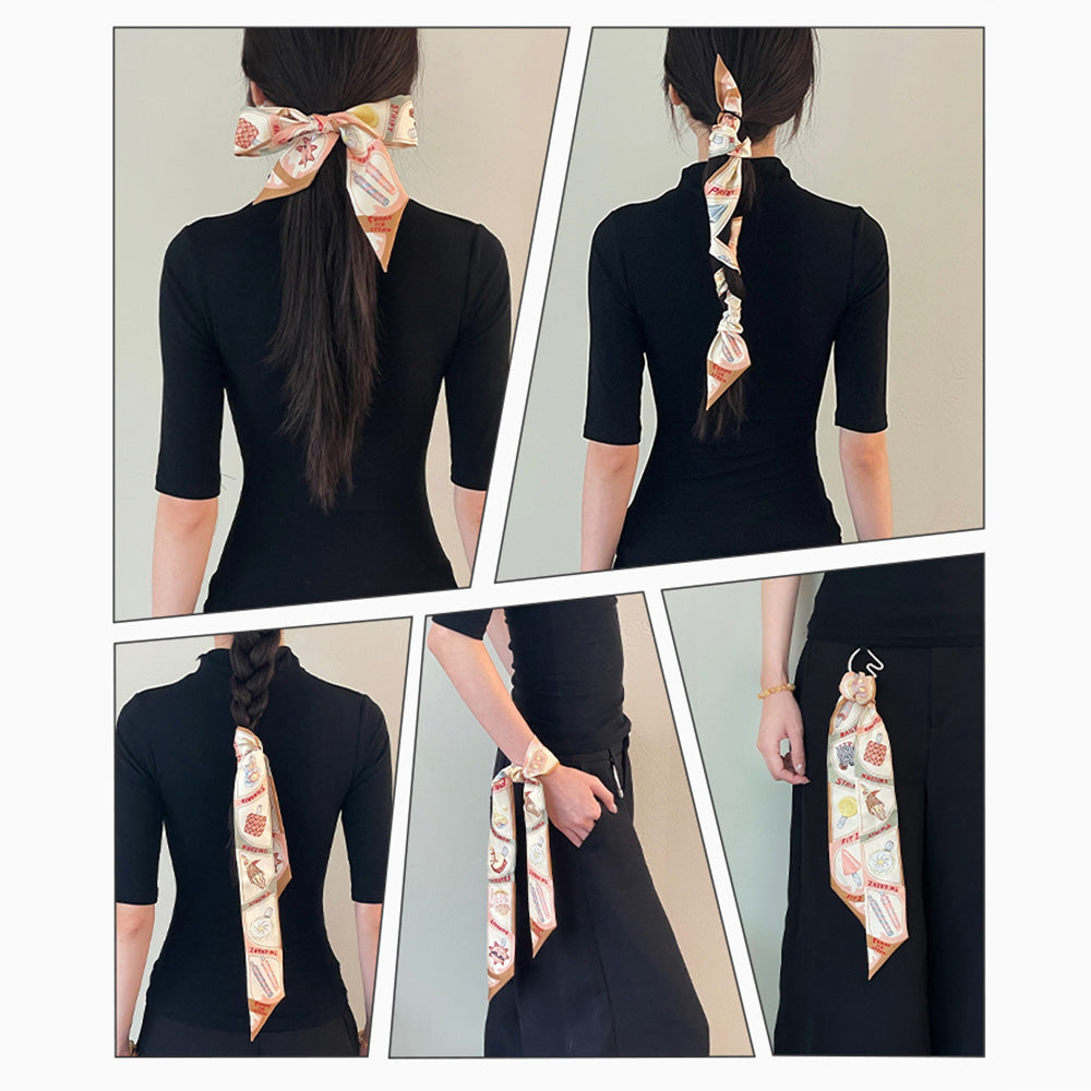 Premium Silk Scarf - 100% Mulberry Silk Twilly for Handbag Strap, Hair Accessory, and Luxury Fashion