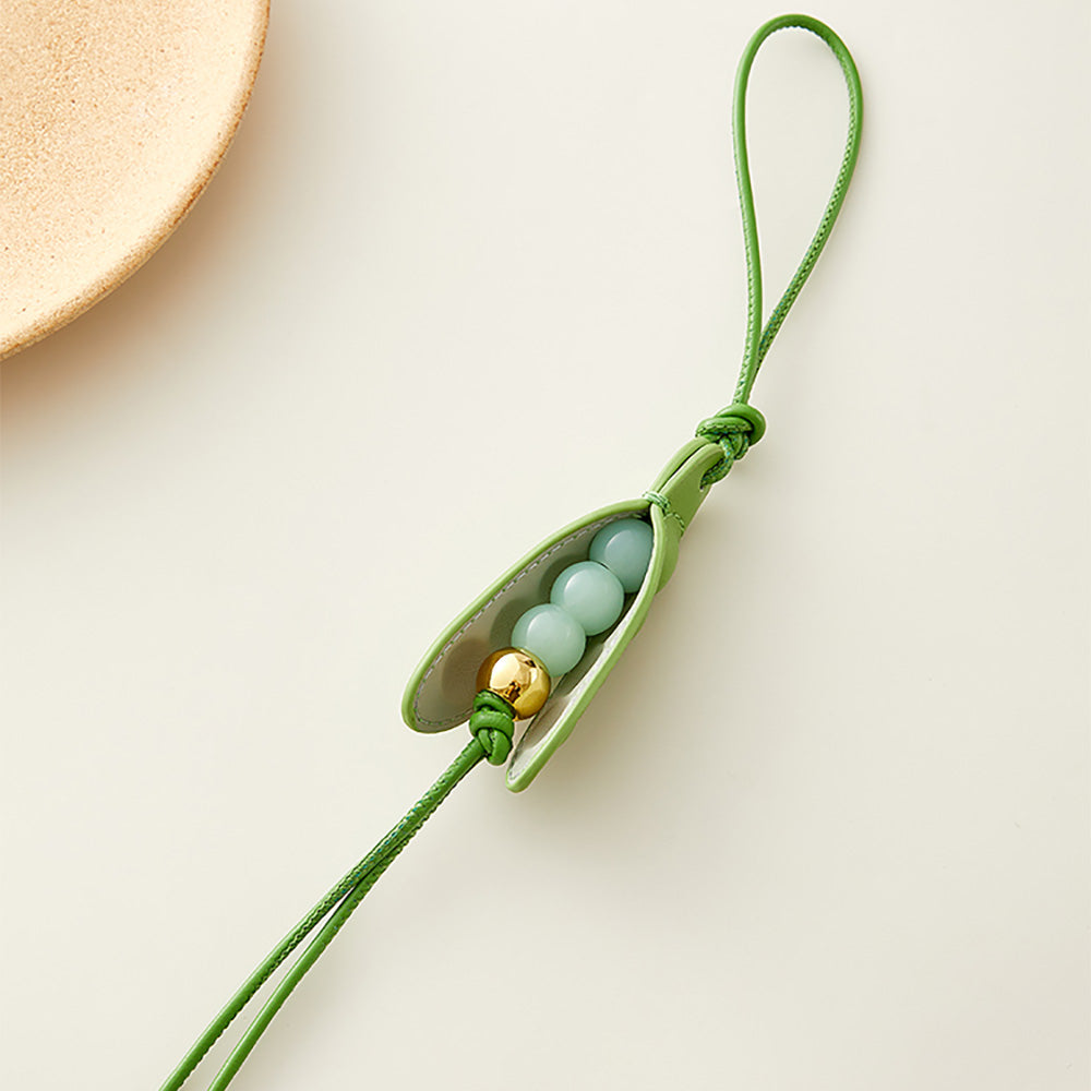 Handmade Leather Green Pea Keychain | Cute & Fresh Home Decor, Unique Gift for Nature Lovers