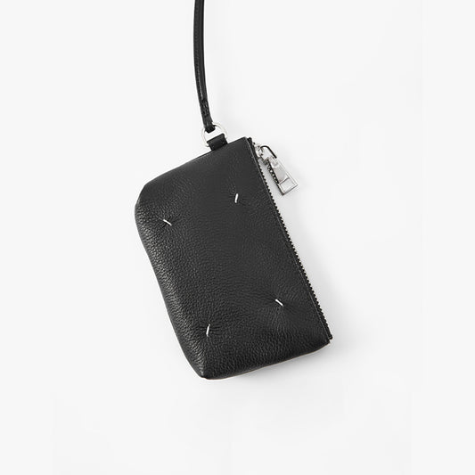 High-Quality Genuine Leather Mini Card Holder & Coin Purse – Stylish Neck Hanging Small Square Bag for ID and Essentials