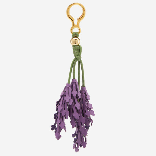 Premium Lavender Leather Keychain Charm for Luxury Handbags, Backpacks & Accessories - Elegant Leather Pendant Decoration