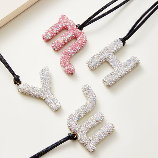 Rhinestone Letter Pendant - Glamorous Bag Charm & Keychain Accessory