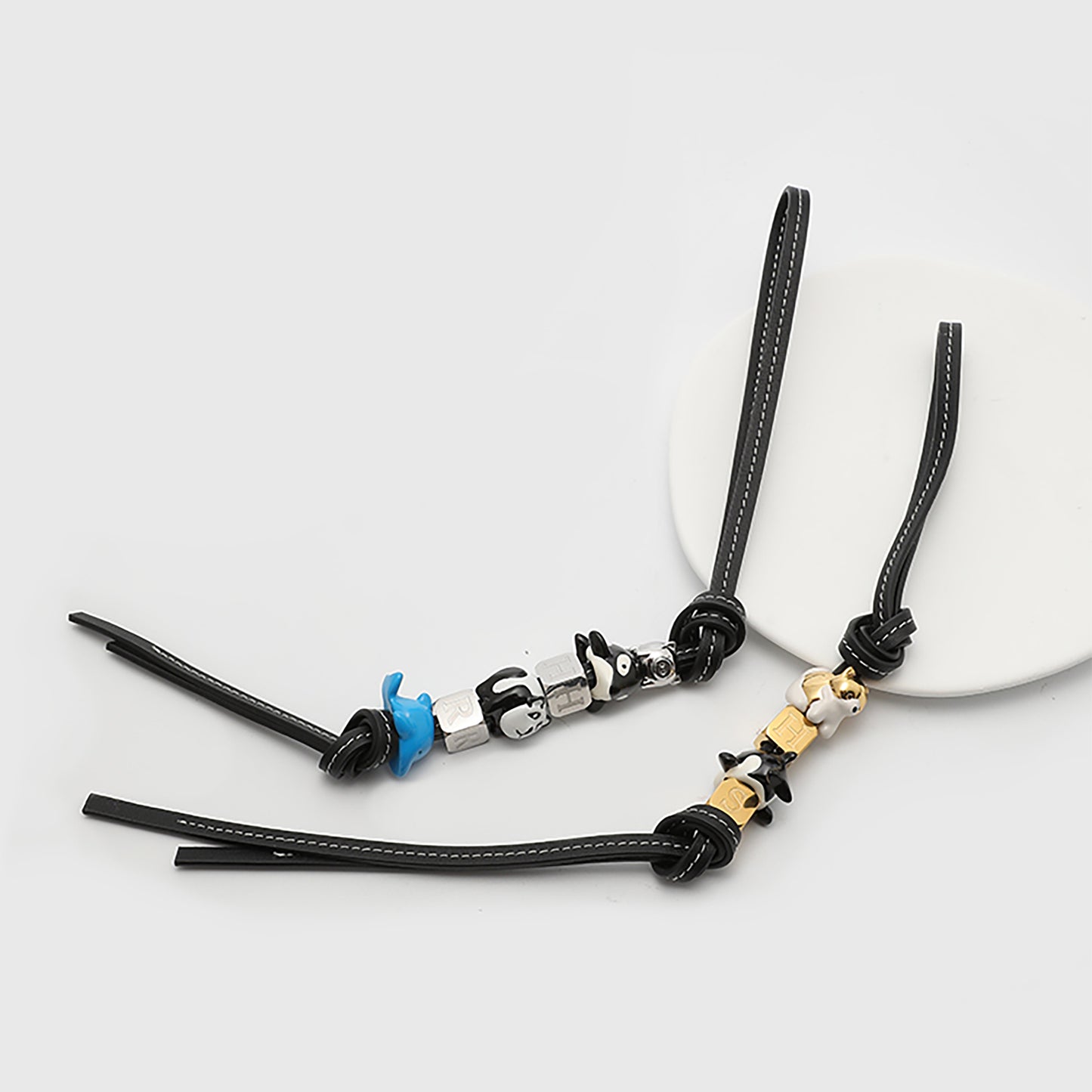 Fashionable bag charm made of genuine leather, featuring a cute animal design, perfect as a decorative accessory for your handbag