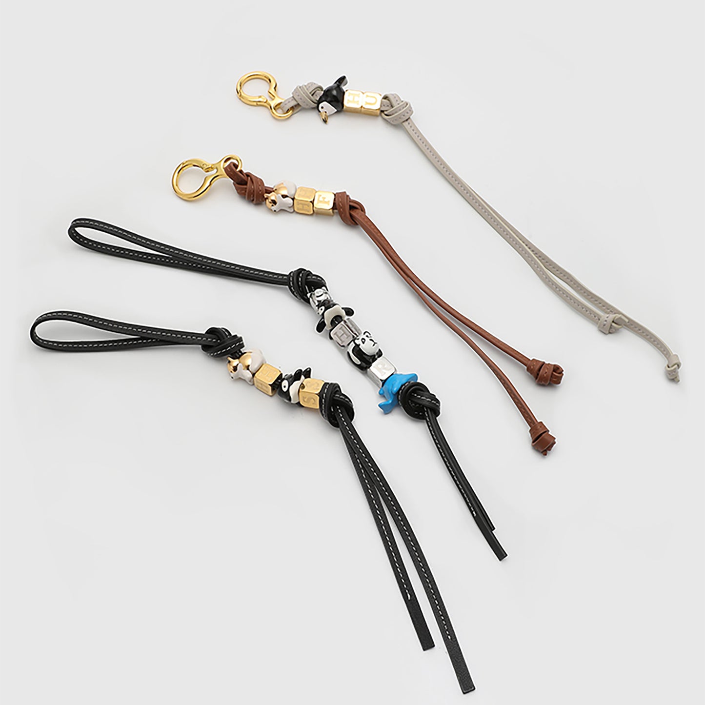 Fashionable bag charm made of genuine leather, featuring a cute animal design, perfect as a decorative accessory for your handbag