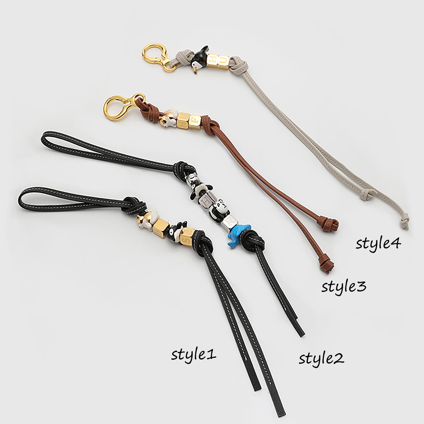 Fashionable bag charm made of genuine leather, featuring a cute animal design, perfect as a decorative accessory for your handbag