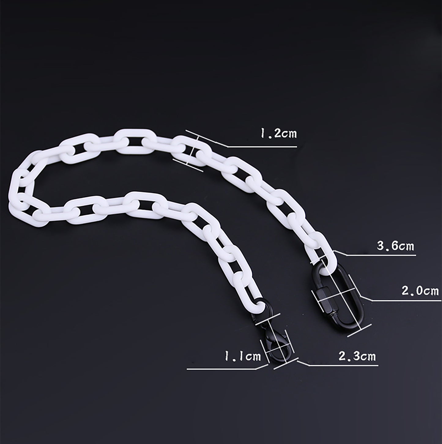 Monogram Orange Acrylic Chain Strap | Detachable DIY Bag Accessory | Black Leather Shoulder Carry Strap
