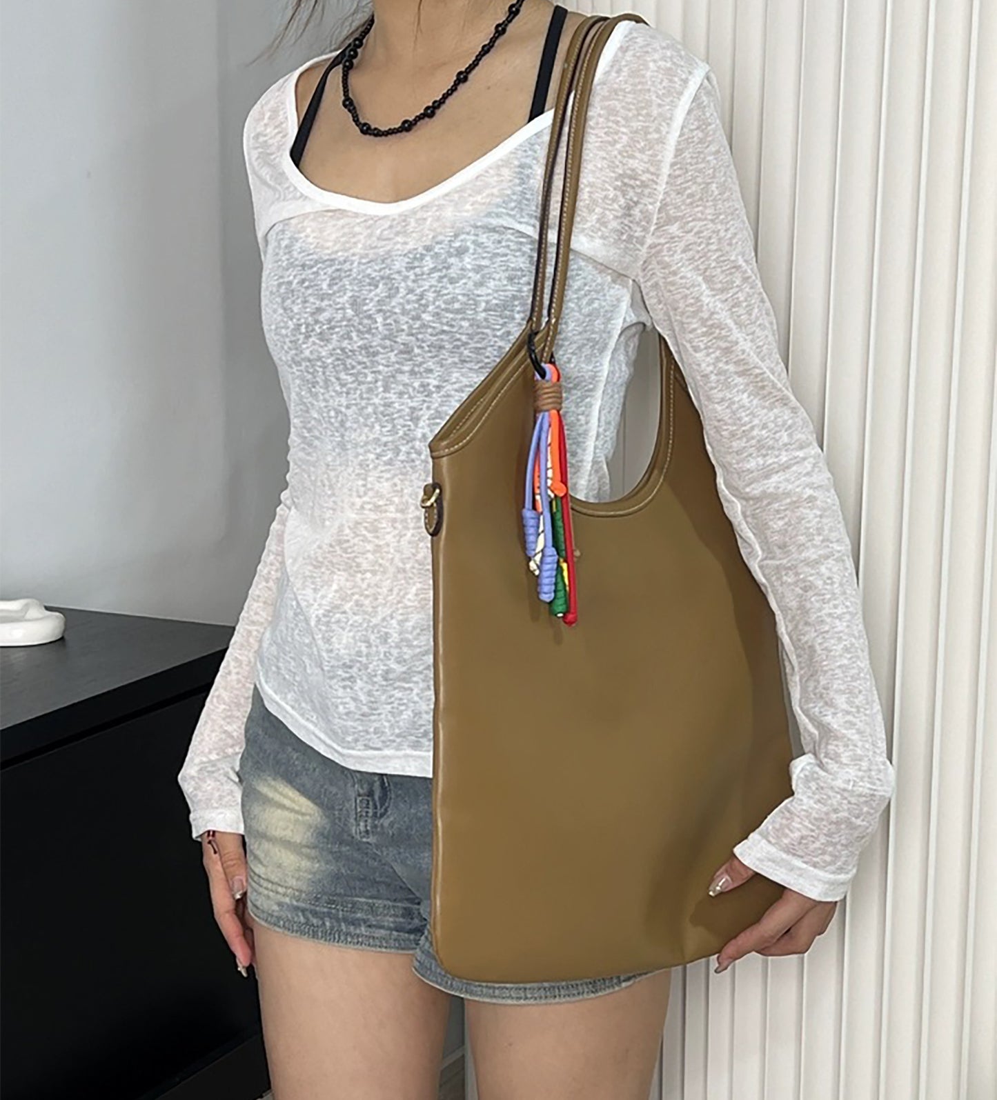 Colored braided rope pendant miu fringe key chain ins pendant,Knitted Colorful Rope Pendant,Bag pendant