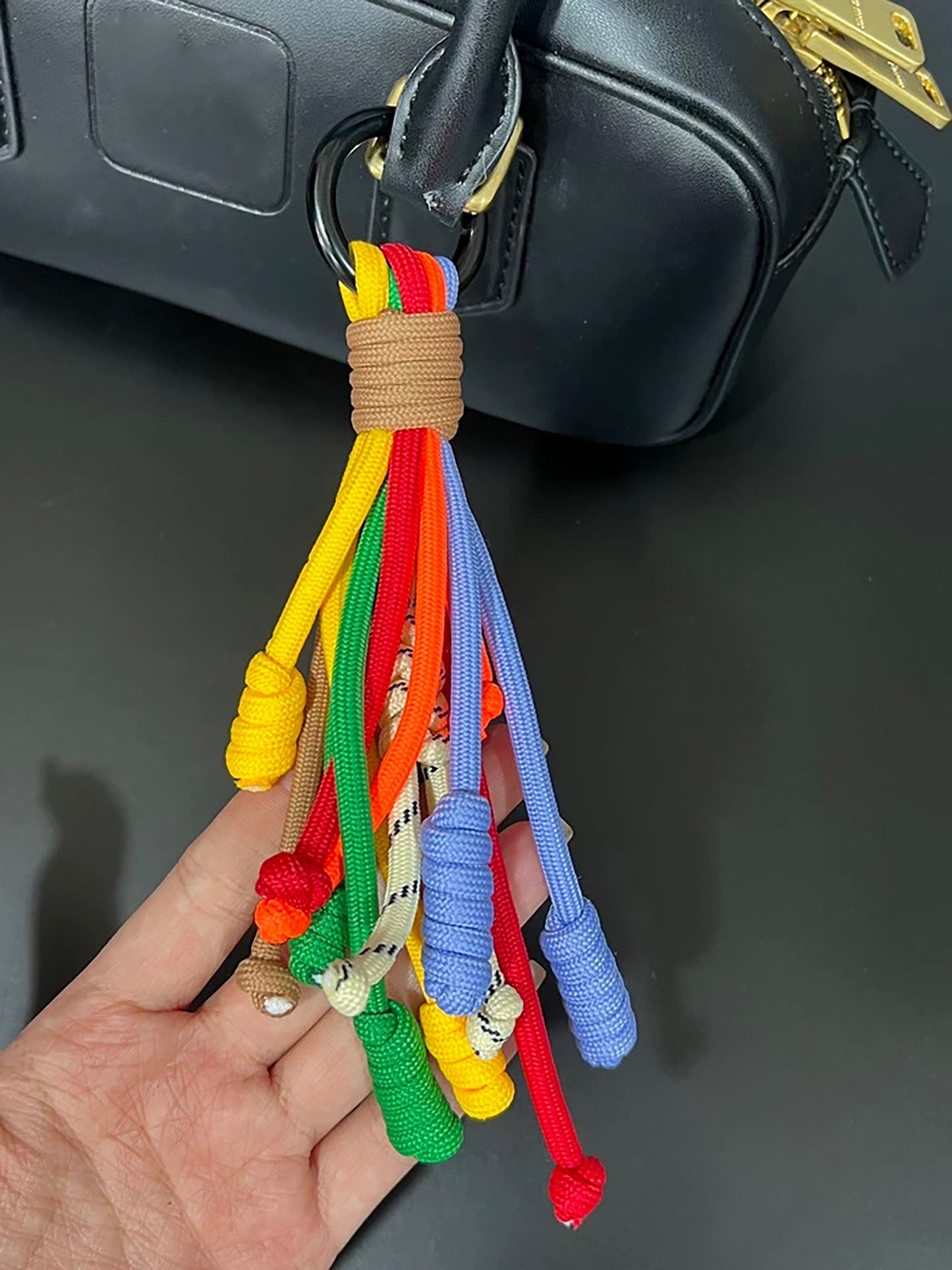 Colored braided rope pendant miu fringe key chain ins pendant,Knitted Colorful Rope Pendant,Bag pendant