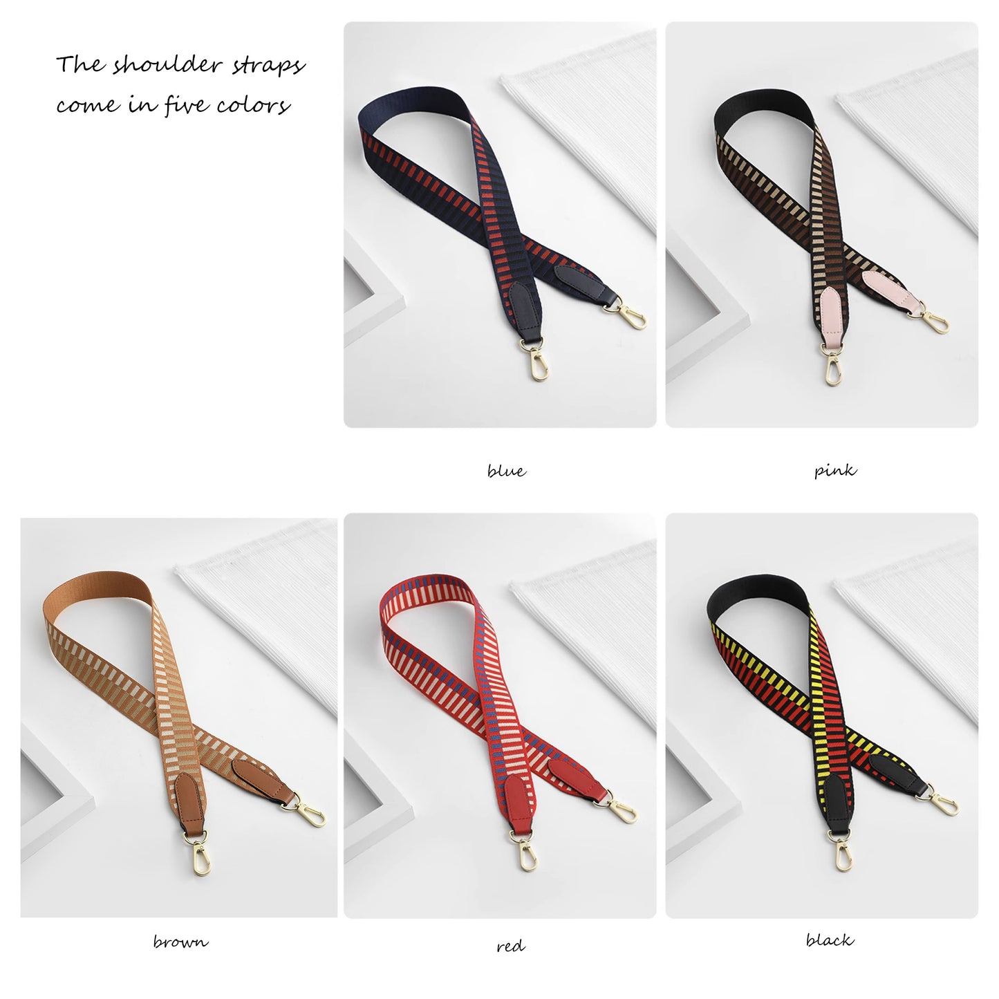 Canvas Shoulder Strap for Kelly & Evelyne Bags – 3.7cm Width, Block Stripe Design, Adjustable Bag Strap