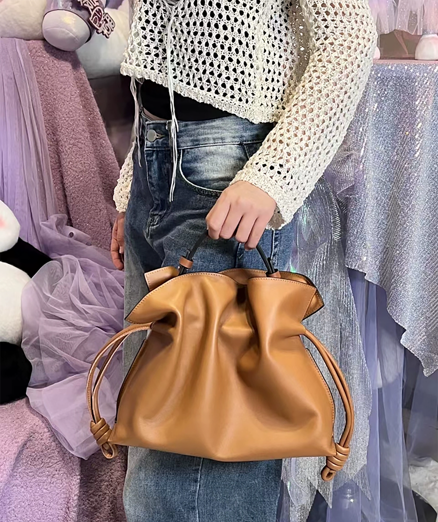 Flamenco Clutch in Nappa Calfskin Bag Handle, Genuine Leather Replacement Strap, Transformation Handle Shoulder Strap Accessory