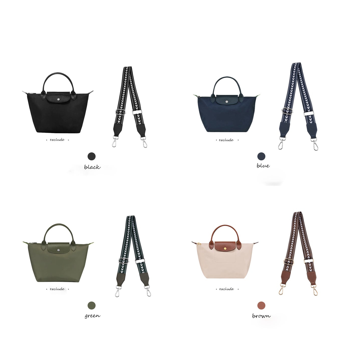 Canvas Wide Shoulder Strap for Le Pliage Original Bag (Small Size) – 3.7cm Width, Handmade Adjustable Strap