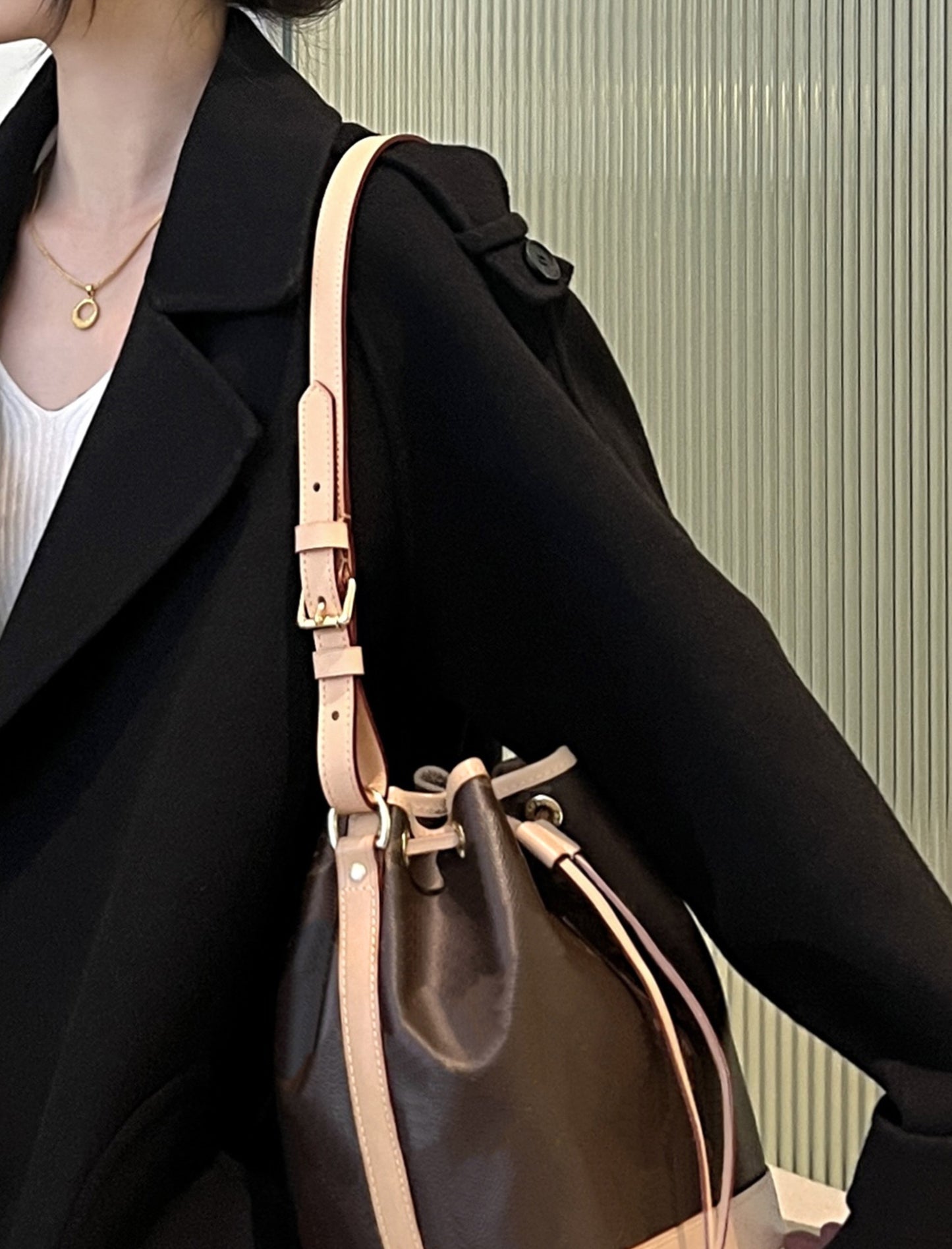 Nano Noé bag underarm leather shoulder strap, premium single shoulder bag replacement strap