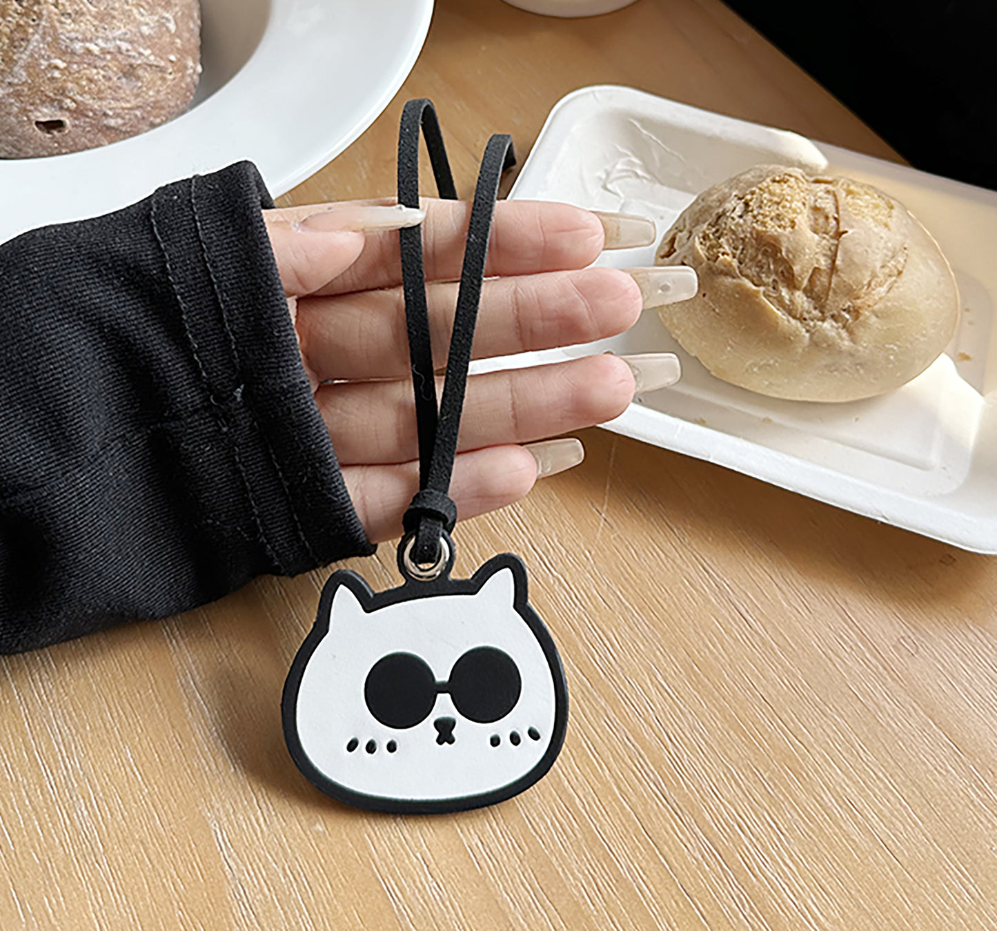 Pliage Energy Bag Pendant Cowhide Cat Charm Luxury Leather Decorative Accessory,Fat Cat Style Bag Pendant