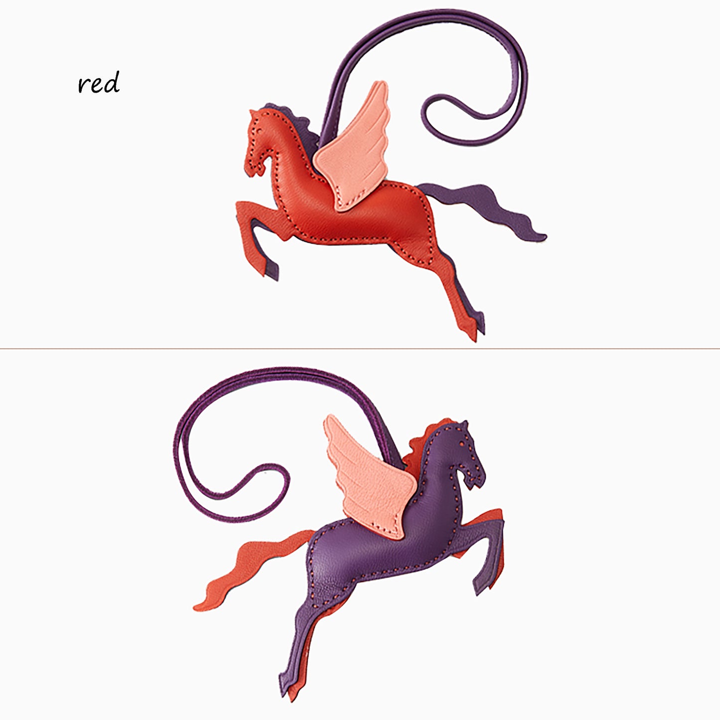 Suitable for  kelly bag strap,bolide bag,small horse charm, flying horse handmade stitched lambskin bag pendant accessory