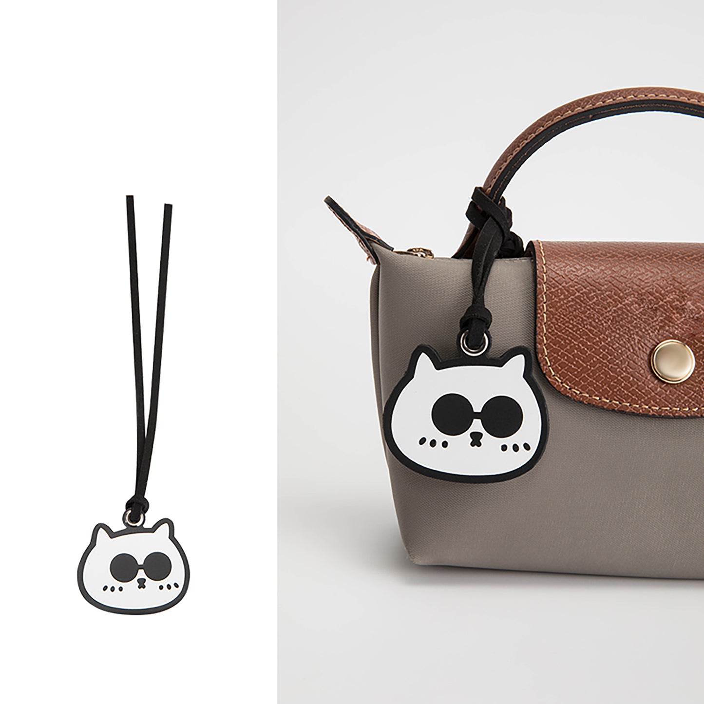 Pliage Energy Bag Pendant Cowhide Cat Charm Luxury Leather Decorative Accessory,Fat Cat Style Bag Pendant