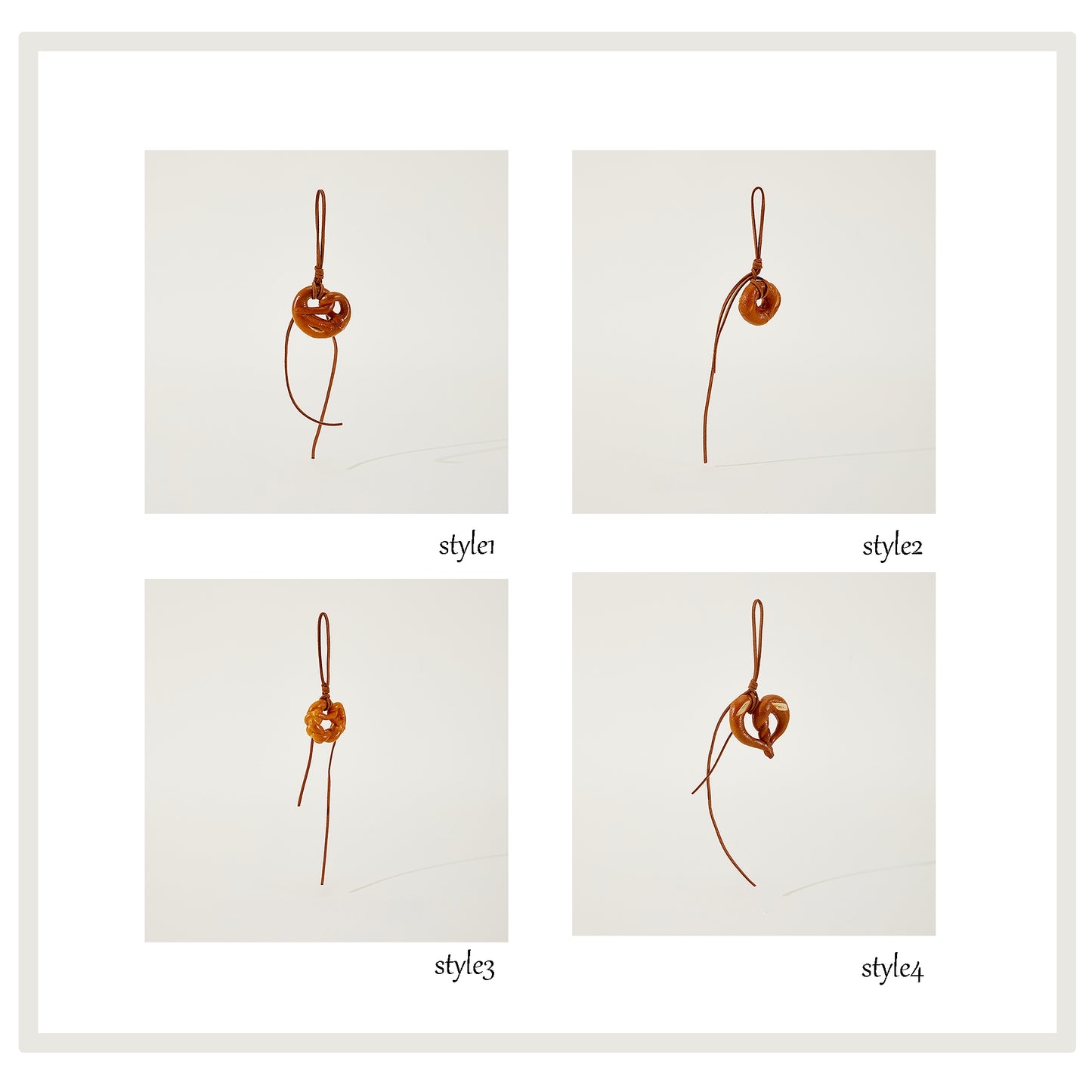 Alkaline water bread charm, horn-shaped croissant imitation bagel keychain, cute food bag accessory strap