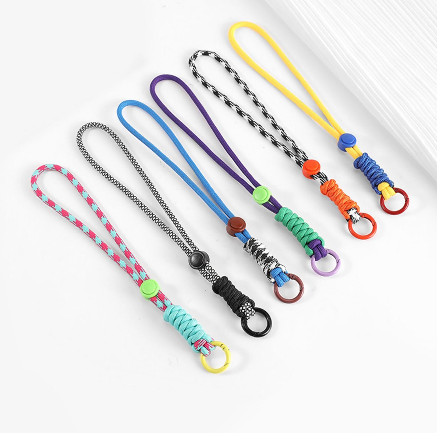 Paracord Lanyard Keychain, Cell Phone Keychain Rope Wrist Lanyards Braided Strap,Longchamp mini bag strap, hand-woven colorful rope pendant, hand strap keychain accessory.